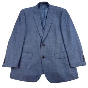 Joseph & Feiss Gold Suit Jacket Mens 46 Regular Blue‎ Check Wool Tweed Classic